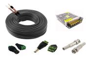 Kit Cabo Preto 50M 4 Conectores E Fonte 5A