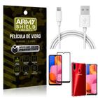 Kit Cabo Usb 2m Tipo C Galaxy A20s + Capa Anti Impacto + Película Vidro 3D - Arymshield