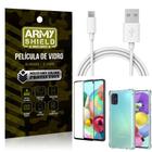 Kit Cabo Usb 2m Tipo C Galaxy A71 + Capa Anti Impacto + Película Vidro 3D - Arymshield