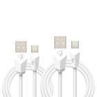 Kit Cabo USB Tipo-C Branco com 1m e 2m Ultra Flexível - ELG