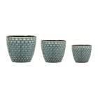 Kit Cachepot Verde em Cerâmica 3Pc 8179 Mart