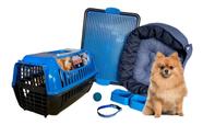 Kit Cachorro Pequeno Cama Comedouro Transporte Sanitário Completo