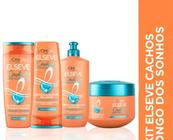 Kit Cachos Longos dos Sonhos ElseveLoreal Shampoo Condicionador 200ml Máscara Creme HialurônicoNutri