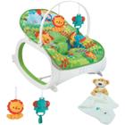 Kit Cadeira de Balanço P/ Bebê Safari Verde e Naninha Urso - Color Baby