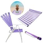 Kit Cadeira de Praia Dobravel + Esteira Rolo com Alca Lilas Bel