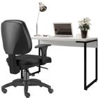 Kit Cadeira Escritório Job e Mesa Escrivaninha Industrial Soft F01 Branco Fosco - Lyam Decor