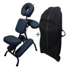 Kit Cadeira Quick Massage Legno Portátil Dobrável Shiatsu Black e Bolsa Transporte