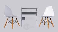 Kit Cadeiras Branca 2 Eames Eiffel+ Manicure Branca De Mesa