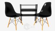 Kit Cadeiras Preta 2Eames Eiffel+ Manicure Preta De Mesa