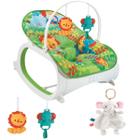 Kit Cadeirinha de Balanço Bebê Verde +Elefante Naninha Manta