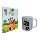 Kit Café com Deus Pai kids devocional para crianças + Caneca personalizada café com Deus pai