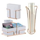 Kit Café Porta Sachê Copos 200Ml Rose Gold Future - Branco