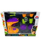 Kit Cafeteira Infantil Roxo e Laranja Com Luz e Som + App Game Usual Brinquedos