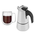 Kit Cafeteira Italiana Moka 450Ml + Caneca Vidro Duplo 260Ml