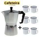 Kit Cafeteira Italiana Moka Premium + 6X Canecas Retro 350Ml