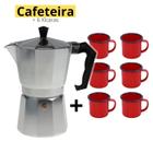 Kit Cafeteira Italiana Moka Premium + 6X Canecas Retro 350Ml