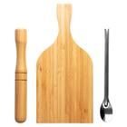 Kit Caipirinha 3 Itens com Tábua, Colher e Socador - Clink