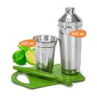 Kit Caipirinha Barman com 4 Peças Coqueteleira Socador Copo