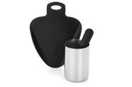 Kit Caipirinha Com Copo Inox ,Pilão, Apoio Para Cortes