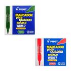 Kit Caixa de Pincel Marcador para Quadro Branco Recarregável WBM-7 24 Unidades Verde e Vermelho - Pilot - Tendtudo