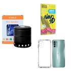 Kit Caixa de Som Bluetooth + Capinha Motorola G62 + Película 9D