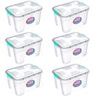 Kit caixa organizadora grande transparente com tampa e travas 20 litros