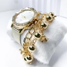 Kit caixa relógio dourado redondo metal e pulseira novidade feminina - Filó Modas
