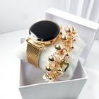Kit caixa relógio rose gold metal led digital redondo e pulseira feminina estilosa moderna