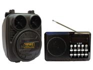 Kit Caixa Som Fm E Rádio Portátil Pequeno Wireless Bluetooth