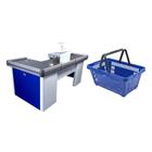 KIT - Caixa Supermercado Empacotador Check-out 2m Recorte + 20 Cestos de Compras Azul