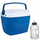 Kit Caixa Termica Azul Cooler Pequeno 6 L Mor + Garrafa Squeeze 500 Ml para Lanches e Bebidas