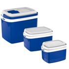 Kit Caixa Térmica Cooler 32 L + 12 L + 5 L Azul - Soprano