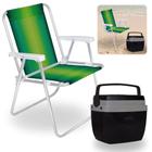 Kit Caixa Termica Preta Cooler 12 L com Alca + Cadeira de Praia Aluminio Mor
