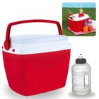 Kit Caixa Termica Vermelho Cooler Pequeno 6 L Mor + Garrafa Squeeze 500 Ml para Lanches e Bebidas