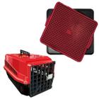 Kit Caixa Transporte N2 29cm Vermelho + Tapete Sanitario Dog