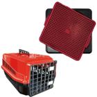 Kit Caixa Transporte N3 33cm Vermelho + Tapete Sanitario Dog