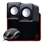 Kit Caixinhas De Som + Mouse Com Fio + Mouse Pad 25x21cm - Chinamate + Evolut