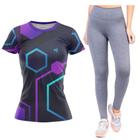 Kit Calça Academia Legging Blusa Feminina Camiseta Fitness Caminhada Proteção UV Dry