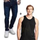 Kit Calça Jeans Skinny + Camiseta Regata Masculina Algodão 461