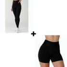Kit Calça Legging + Short Feminino Fitness Academia Suplex