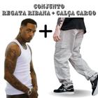 Kit Calça Masculina Cargo Larga + Regata Masculina Canelada Ribana Estilo Americana