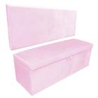 Kit Calçadeira e Painel Clean 100 cm Suede Rosa Bebê D'Rossi - DROSSI