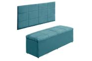 Kit Calçadeira e Painel Raissa 100 cm Suede Azul Tiffany - Topázio Decor