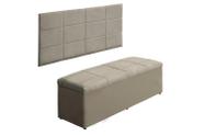 Kit Calçadeira e Painel Raissa 138 cm Suede Bege