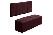 Kit Calçadeira e Painel Raissa 138 cm Suede Bordô