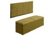 Kit Calçadeira e Painel Raissa 158 cm Suede Amarelo - Ecotec