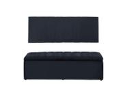 Kit Calçadeira e Painel Vitoria 138 cm Suede Azul Marinho - Ecotec