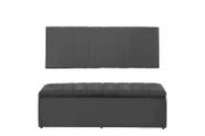 Kit Calçadeira e Painel Vitoria 193 cm Suede Cinza - Topázio Decor