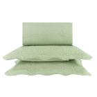 Kit cama king acetinado ultrassonic - 2 corações verde