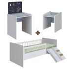 Kit Cama Montessoriana Com Banqueta E Mesa Com Quadro Infantil Branco Azul Spencer Shop Jm